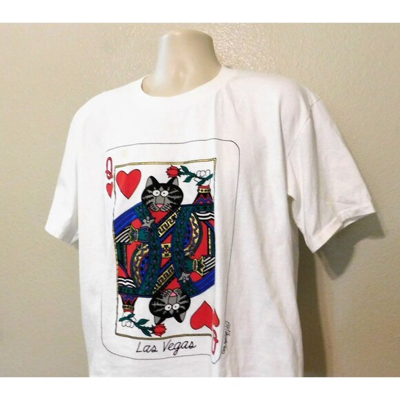 Crazy Shirts Kliban Cat Tee L White Queen Of Hearts Las Vegas Graphics Vintage - Picture 2 of 9
